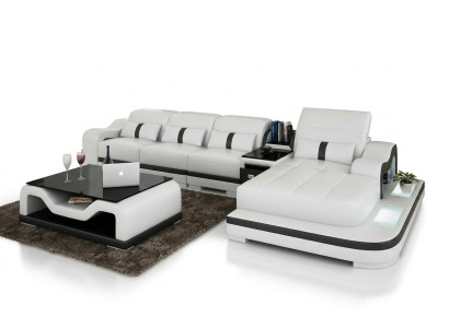 Sofá de cuero Conjunto de sofá Nuevo 3+2+1 Plazas Diseño de sofá moderno con USB