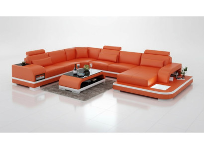 Sofá de cuero sofá de esquina conjunto de sala de estar sofá de esquina diseño moderno sofá USB nuevo