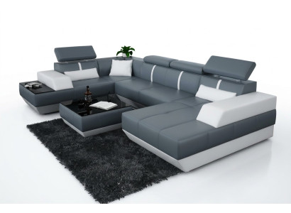 Moderno rincón de asientos, sofá de cuero, sofá de esquina acolchado, sofá, sofá seccional K5015 + USB