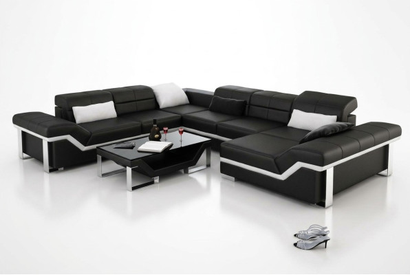 Moderna zona de estar Sofá de cuero Sofá en forma de L Sofá Tapizado Sofá paisajístico K5007 + USB