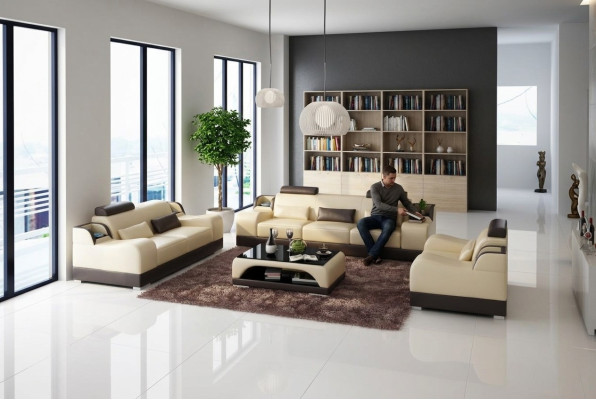 Sofá conjunto de sofá tapizado sofá 3+3 Juego completo Conjuntos de diseño de sillones de cuero 2 piezas.