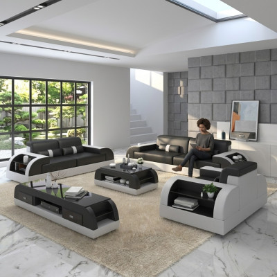Sofá conjunto de sofás tapizado sofá 3+1 conjunto completo de sillones en cuero de diseño de 2 piezas.