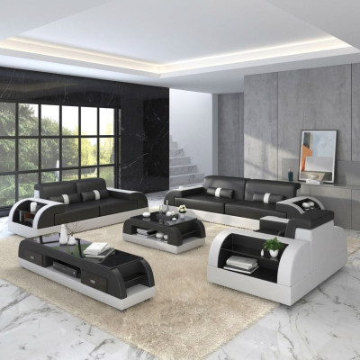 Sofá conjunto de sofás tapizado sofá 3+1 conjunto completo de sillones en cuero de diseño de 2 piezas.
