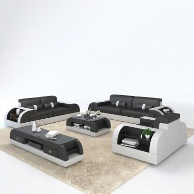 Sofá conjunto de sofás tapizado sofá 3+1 conjunto completo de sillones en cuero de diseño de 2 piezas.