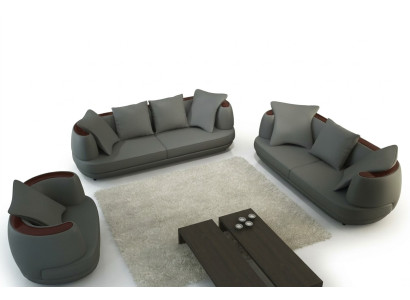 Conjunto de sofás con USB, sofá de lujo de diseñador acolchado 3+2+1 sofá de cuero asiento gris nuevo.