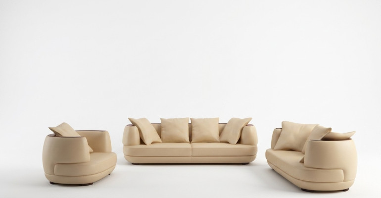 Conjunto de sofás + sofá de diseño de lujo con USB, tapizado en cuero beige, sofá de 3 plazas + 2 plazas + 1 plaza NUEVO