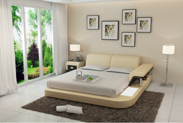 Lujo cama de agua multifuncional doble cama de agua tapizada 200x200 + USB