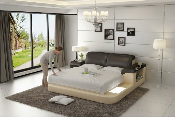 Lujo doble cama de agua multifuncional con acolchado de cama de agua 200x200 + USB