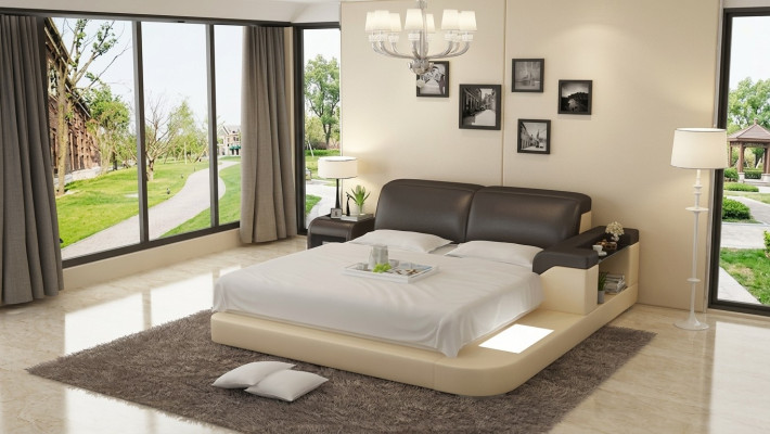 Lujo doble cama de agua multifuncional con acolchado de cama de agua 200x200 + USB