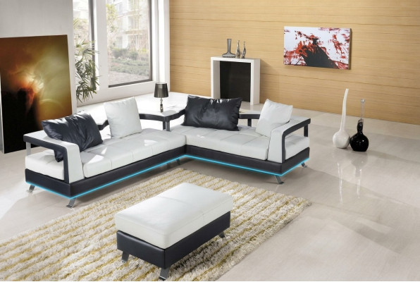 Sofá de cuero sofá salón conjunto de esquina en forma de L diseño moderno sofá + USB nuevo