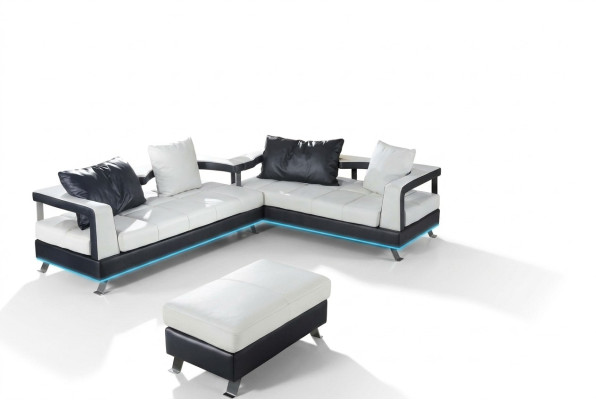 Sofá de cuero sofá salón conjunto de esquina en forma de L diseño moderno sofá + USB nuevo