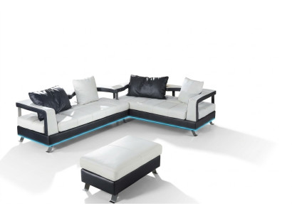 Sofá de cuero sofá salón conjunto de esquina en forma de L diseño moderno sofá + USB nuevo