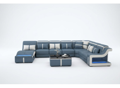 Muebles de salón sofá esquinero sofá sofá en forma de U sofás tapizados de cuero iluminados con diseño