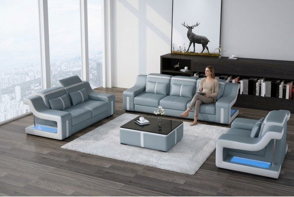 Conjunto de sofás de 3+1 plazas G8047D, juego de sala de estar de sofá de cuero de asiento acolchado.