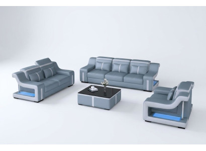Conjunto de sofás de 3+1 plazas G8047D, juego de sala de estar de sofá de cuero de asiento acolchado.