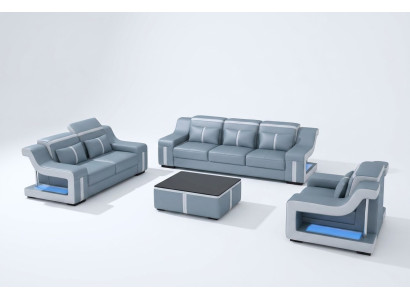 Diseño de sofá de cuero acolchado multifuncional y relajante de tres plazas nuevo.