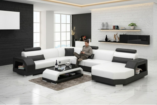 Sofá de cuero Sofá Sofá modular Sofá de esquina Conjunto de esquinas Diseño Sofá moderno con USB