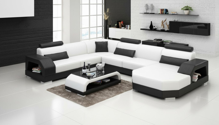 Sofá de cuero Sofá Sofá modular Sofá de esquina Conjunto de esquinas Diseño Sofá moderno con USB