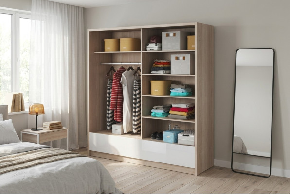 Guardarropa Almacenamiento 200cm Estante Armario Archivo Puertas corredizas decorativas