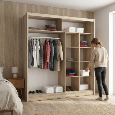 Mueble de estantería versátil, estantes decorativos para almacenamiento, armarios de 200 cm.