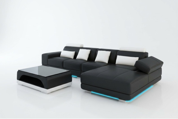 Sofá de cuero Sofá Conjunto de salón Sofá de esquina Diseño de sofá moderno con USB