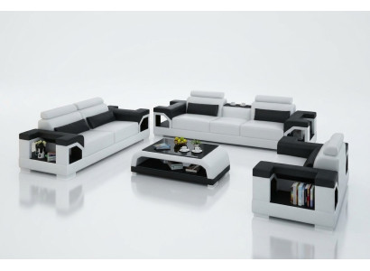 Sofá de cuero sofá conjunto de salón 3+2+1 plazas conjunto diseño moderno sofá con USB.
