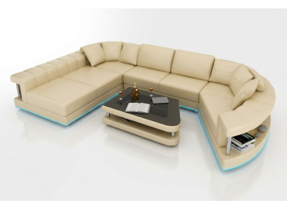 Sofá de cuero Sofá Sofisticado Sofá de esquina Sofá de esquina Diseño de sofá moderno + USB !