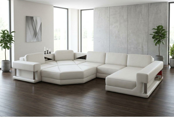 Moderno sofá esquinero con USB, tapizado de cuero, diseño de sofá, conjunto de muebles de sala de estar.