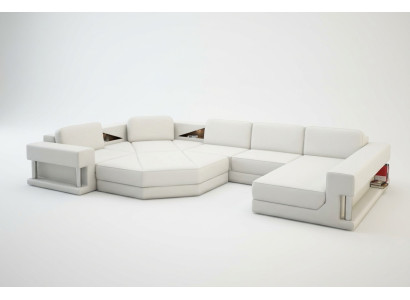 Moderno sofá esquinero con USB, tapizado de cuero, diseño de sofá, conjunto de muebles de sala de estar.