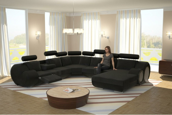 Sofá Diseñador Sofá de Esquina Forma de U con USB Acolchado Juego de Muebles de Salón Sofás