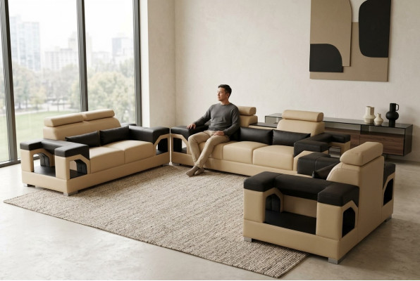 Conjunto de sofás de cuero + USB sofá acolchado sofá sofá conjunto de sofás de lujo 3+2+1