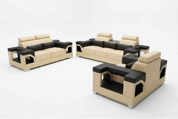 Conjunto de sofás de cuero + USB sofá acolchado sofá sofá conjunto de sofás de lujo 3+2+1