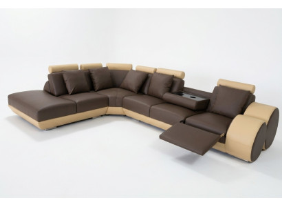 Diseño de cuero para asientos tapizados en cuero Sala de estar Sofá de esquina con USB.