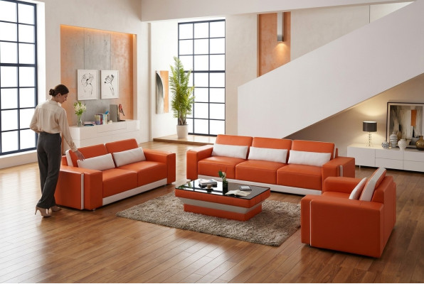 Sofá de cuero con USB, sofá esquinero, conjunto de sofás, sofá conjunto de diseño moderno.