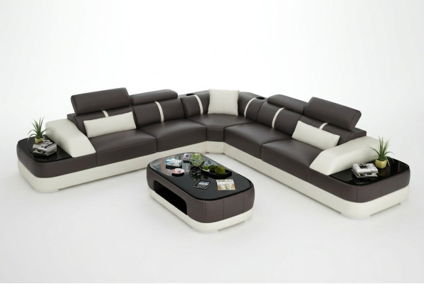 Sofá de cuero con cojines, asiento de esquina, conjunto de sofás, sala de estar, sofá con USB.