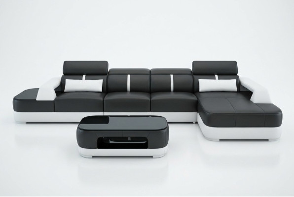 Sofá de cuero tapizado con asientos de esquina y conjuntos de sofá para sala de estar con USB.