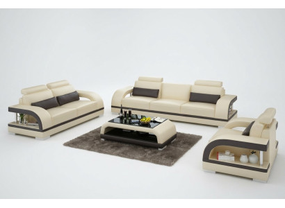 Sofá de diseño de cuero con puerto USB, set de 3+2+1, conjunto de sofá.