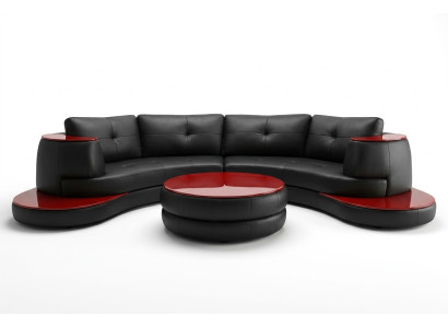 Diseñador Runde USB Sofá esquinero de salón Sofá redondo Sofá de cuero Sofá en forma de U