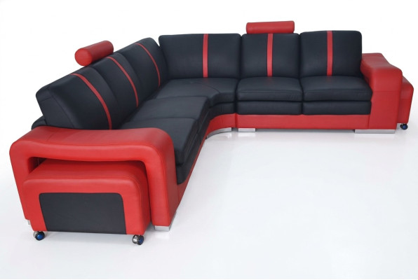 Diseño de sofá esquinero con puerto USB, cojines acolchados, juego de asientos, muebles modernos, sofás nuevos.