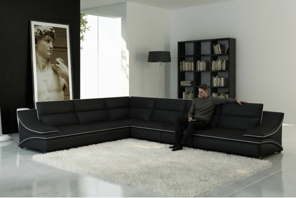 Sofá de cuero Sofá conjunto de esquina salón sofá esquina juego de muebles Diseño moderno Sofá USB A1160