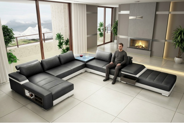 Moderno aparador de madera con cajones cómodos de 154 cm de ancho, grande, para salón.