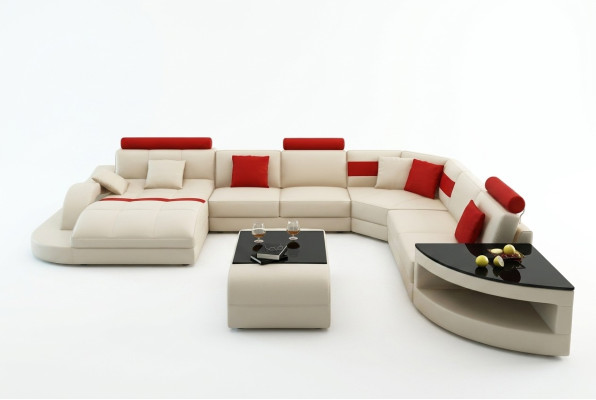 Sofá de cuero multifuncional XXL grande con USB, rincón de sala de estar con sofá esquinero acolchado.