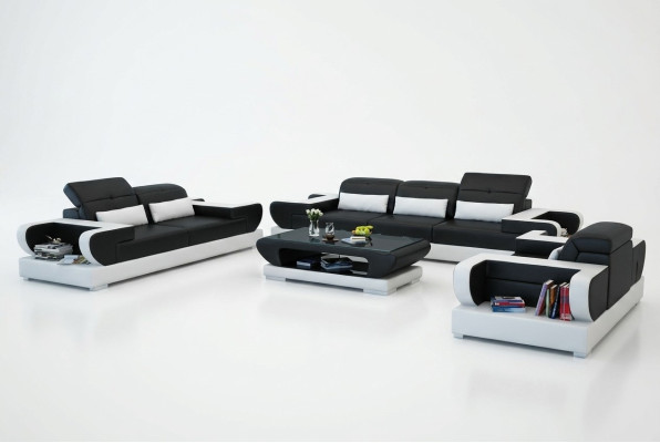 Sofá conjunto de sofá tapizado de cuero 3+2+1 moderno sofá con USB