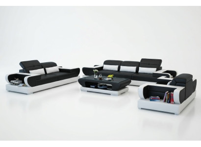 Sofá conjunto de sofá tapizado de cuero 3+2+1 moderno sofá con USB