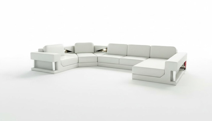 Sofá de esquina moderno de cuero, conjunto de sofás con USB + tapicería, esquina acolchada de diseño sofá.