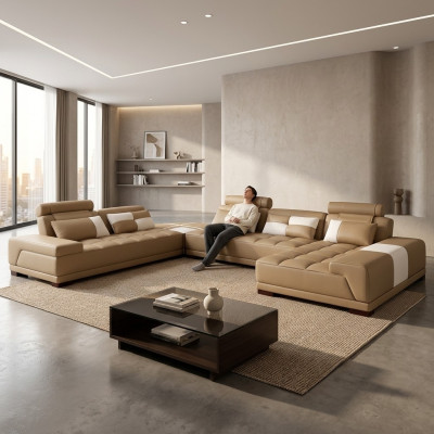 Sofá con USB, conjunto de tapicería para sofá XXL Big Eck Sofas, sofá de esquina, nuevo.