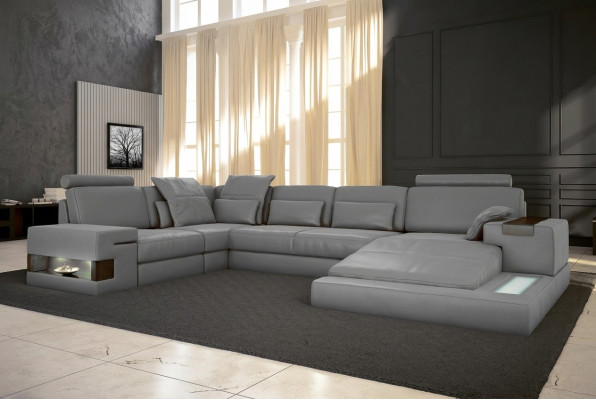 Sofá de diseño de cuero Sofá de esquina de tapizado de sofá de esquina con USB.