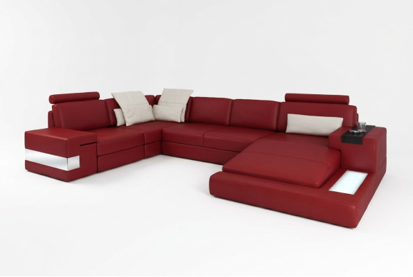 Sofá esquinero con USB Sofá Sillón Acolchado Forma en U Sofá esquinero Sofá de cuero Diseñador esquina
