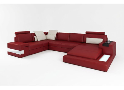 Sofá esquinero con USB Sofá Sillón Acolchado Forma en U Sofá esquinero Sofá de cuero Diseñador esquina