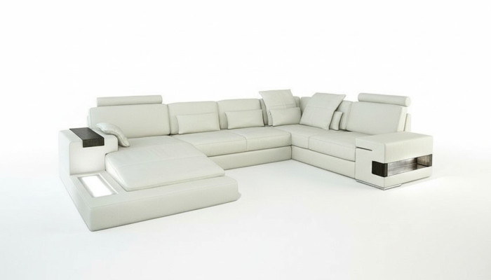 Diseño sofá de cuero sofá sofá tapizado salón conjunto de muebles XXL gran sofá de esquina esquina con USB